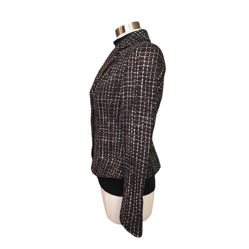 Coldwater Creek Women's Blazer Black with Gold Shimmer and White Size 4